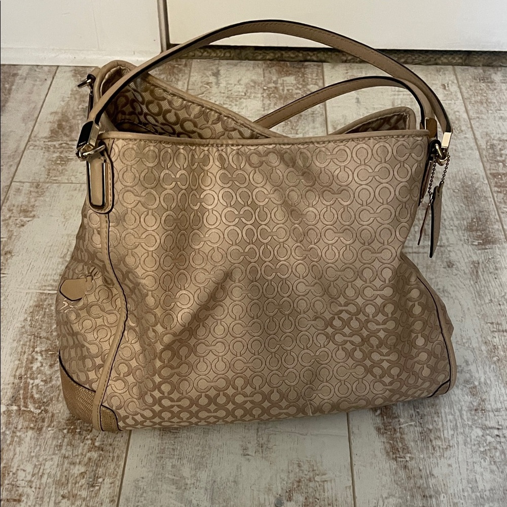 Coach Beige Signature Shoulder Bag